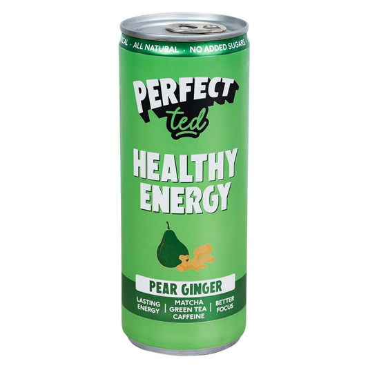 Front of PerfectTed pear ginger energy drink