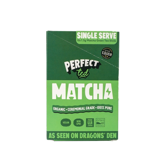 Perfect Ted single serve Organic matcha green tea sticks.