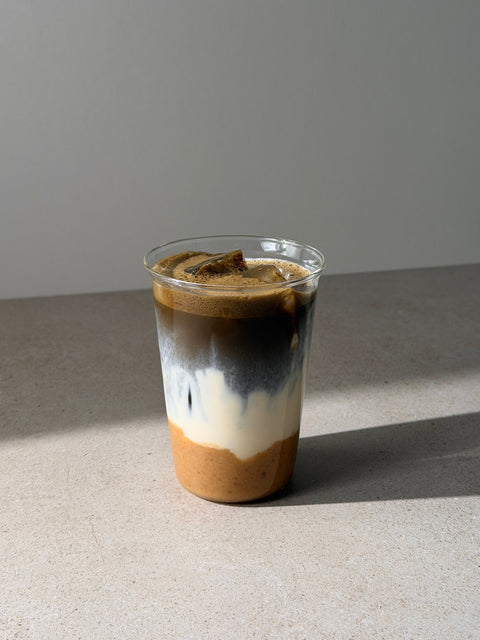 easy iced hojicha latte with white miso caramel - PerfectTed