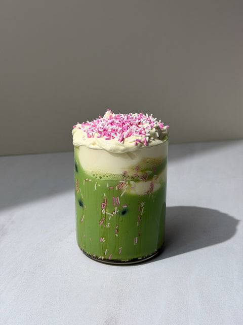 how to make a birthday cake matcha latte - PerfectTed
