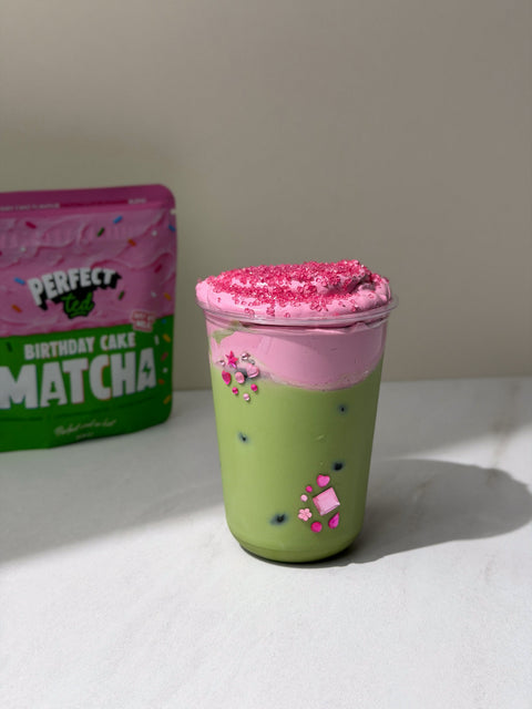 how to make a raspberry birthday cake matcha latte - PerfectTed