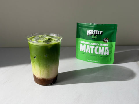 perfectted banana bread iced matcha latte - PerfectTed