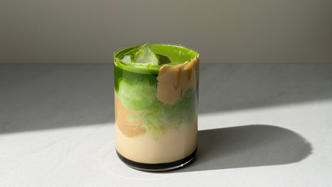 perfectted iced hazelnut matcha latte recipe - PerfectTed