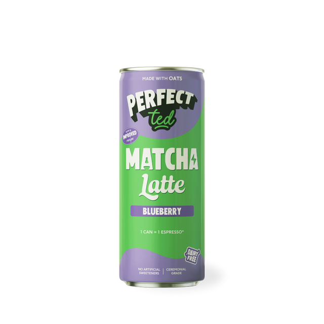 blueberry oat matcha latte
