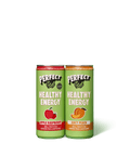 Two cans of Perfect Ted Matcha Healthy Energy drinks on a black background