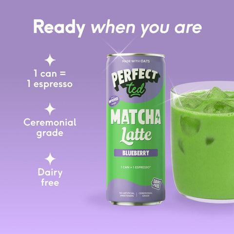 blueberry oat matcha latte - PerfectTed - Matcha Latte