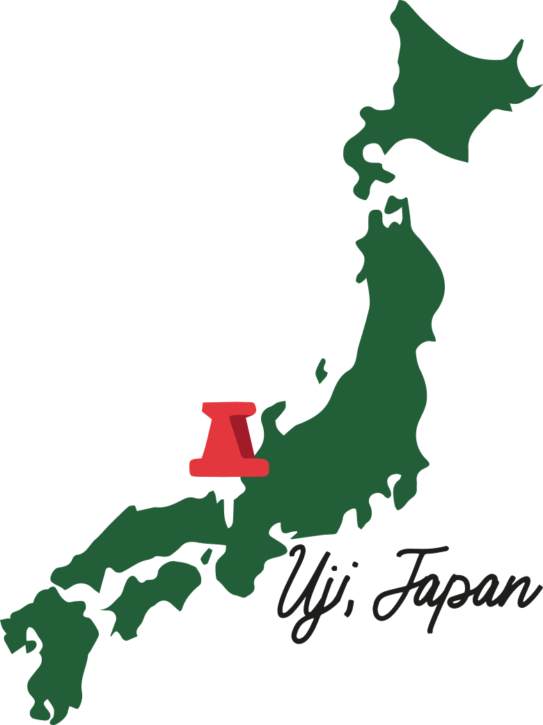 A map of Japan with a pin highlighting the Uji region of the country