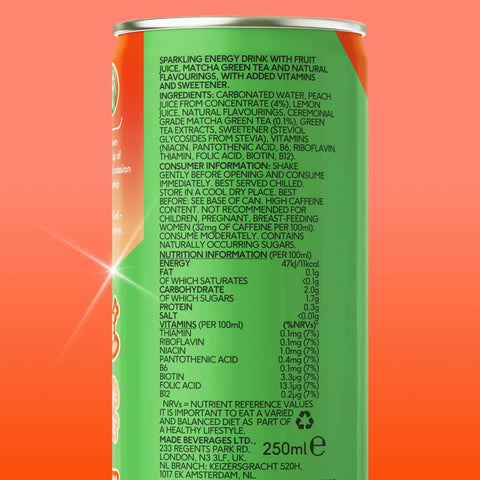 juicy peach matcha energy drink - PerfectTed -