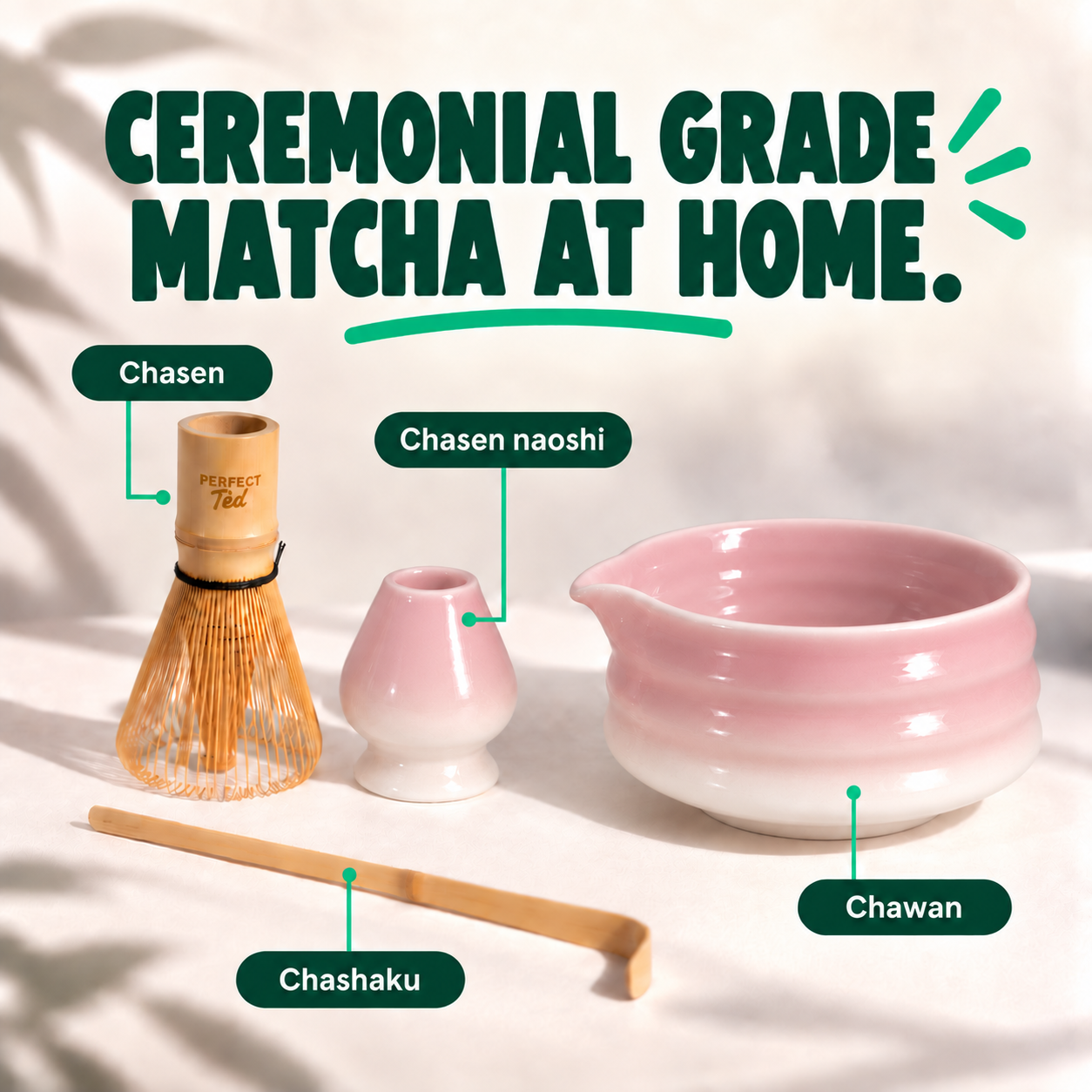 perfect ted pink matcha set