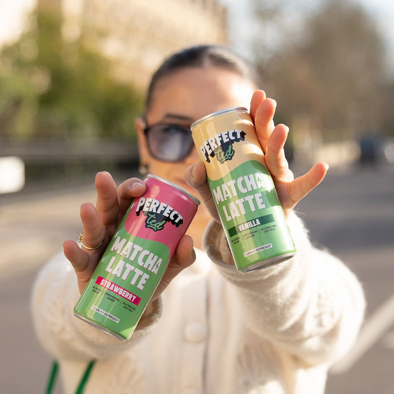 strawberry oat matcha latte